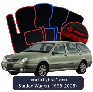 OMEVO Velour Car Mats for Lancia Lybra 1 gen Station Wagon (1998-2005)