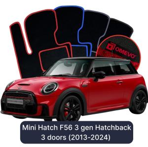 OMEVO Velour Car Mats for Mini Hatch F56 3 gen Hatchback 3 doors (2013-2024)