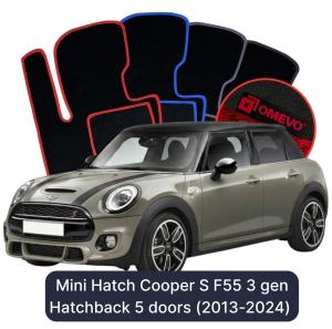 OMEVO Velour Car Mats for Mini Hatch Cooper S F55 3 gen Hatchback 5 doors (2013-2024)
