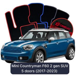 OMEVO Velour Car Mats for Mini Countryman F60 2 gen SUV 5 doors (2017-2023)