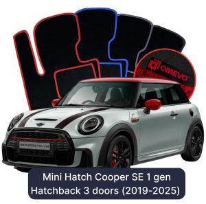 OMEVO Velour Car Mats for Mini Hatch Cooper SE 3 gen Hatchback 3 doors (2019-2025)