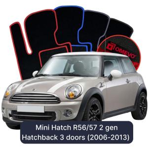 OMEVO Velour Car Mats for Mini Hatch R56/57 2 gen Hatchback 3 doors (2006-2013)
