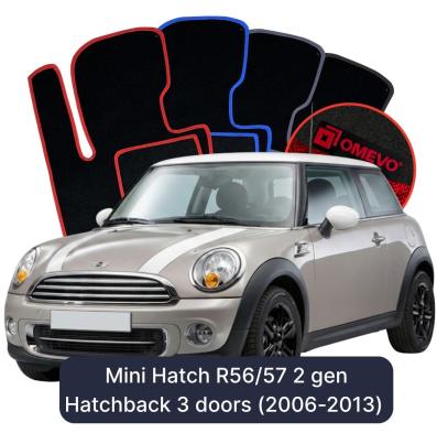 Velour car mats OMEVO for Mini Hatch R56/57 2 gen Hatchback 3 doors (2006-2013)