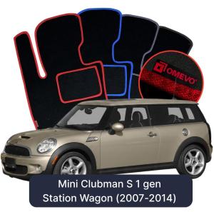 OMEVO Velour Car Mats for Mini Clubman S 1 gen Station Wagon (2007-2014)
