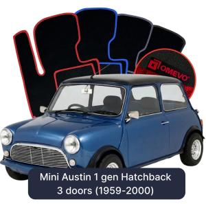 OMEVO Velour Car Mats for Mini Austin 1 gen Hatchback 3 doors (1959-2000)