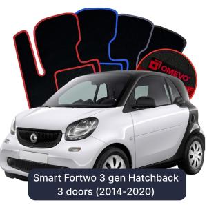 OMEVO Velour Car Mats for Smart Fortwo 3 gen Hatchback 3 doors (2014-2020)