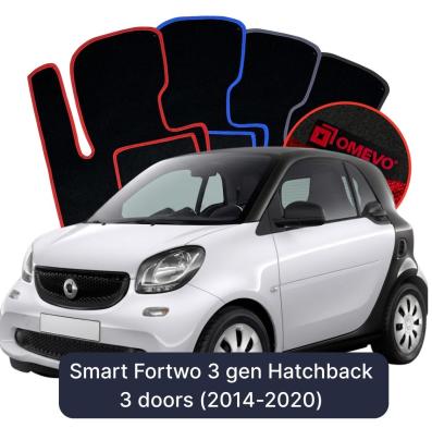 Velour car mats OMEVO for Smart Fortwo 3 gen Hatchback 3 doors (2014-2020)