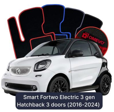 Velour car mats OMEVO for Smart Fortwo Electric 3 gen Hatchback 3 doors (2016-2024)