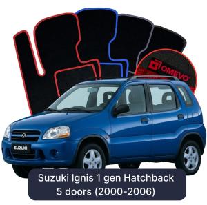 OMEVO Velour Car Mats for Suzuki Ignis 1 gen Hatchback 5 doors (2000-2006)