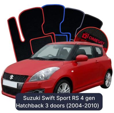 Velour car mats OMEVO for Suzuki Swift Sport RS 4 gen Hatchback 3 doors (2004-2010)