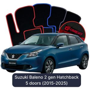 OMEVO Velour Car Mats for Suzuki Baleno 2 gen Hatchback 5 doors (2015-2025)
