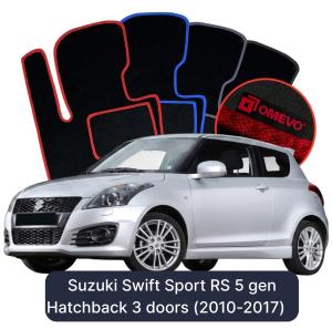 OMEVO Velour Car Mats for Suzuki Swift Sport RS 5 gen Hatchback 3 doors (2010-2017)