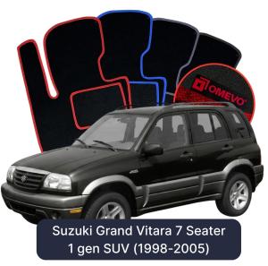 OMEVO Velour Car Mats for Suzuki Grand Vitara 7 Seater 1 gen SUV (1998-2005)