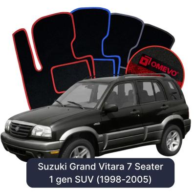Velour car mats OMEVO for Suzuki Grand Vitara 7 Seater 1 gen SUV (1998-2005)