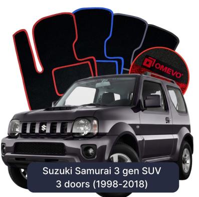 Velour car mats OMEVO for Suzuki Samurai 3 gen SUV 2 doors (1998-2018)