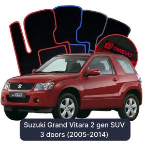 OMEVO Velour Car Mats for Suzuki Grand Vitara 2 gen SUV 3 doors (2005-2014)