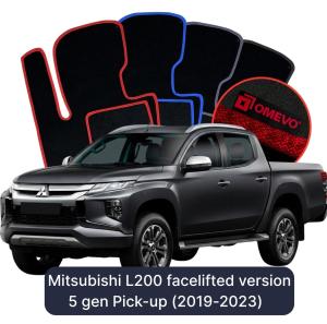 OMEVO Velour Car Mats for Mitsubishi L200 facelifted version 5 gen Pick-up (2020-2023)