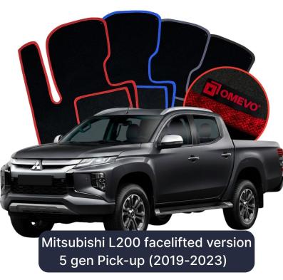 Velour car mats OMEVO for Mitsubishi L200 facelifted version 5 gen Pick-up (2020-2023)