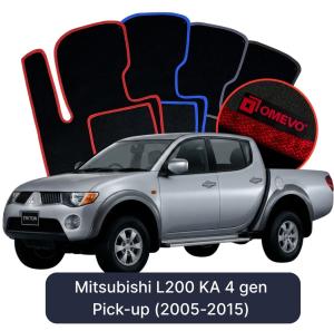 OMEVO Velour Car Mats for Mitsubishi L200 KA 4 gen Pick-up (2005-2015)