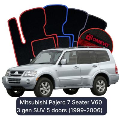 Velour car mats OMEVO for Mitsubishi Pajero 7 Seater V60 3 gen SUV 5 doors (1999-2006)