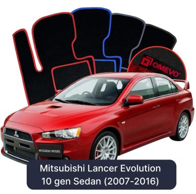Velour car mats OMEVO for Mitsubishi Lancer Evolution 10 gen Sedan (2007-2016)