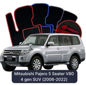 OMEVO Velour Car Mats for Mitsubishi Pajero 5 Seater V80 4 gen SUV (2006-2022)