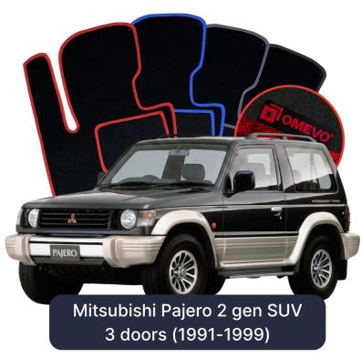Velour car mats OMEVO for Mitsubishi Pajero 2 gen SUV 3 doors (1991-1999)