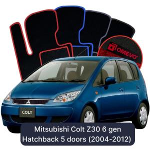 OMEVO Velour Car Mats for Mitsubishi Colt Z30 6 gen Hatchback 5 doors (2004-2012)