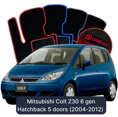 Velour car mats OMEVO for Mitsubishi Colt Z30 6 gen Hatchback 5 doors (2004-2012)