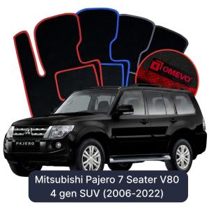 OMEVO Velour Car Mats for Mitsubishi Pajero 7 Seater V80 4 gen SUV (2006-2022)