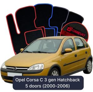 OMEVO Velour Car Mats for Opel Corsa C 3 gen Hatchback 5 doors (2000-2006)