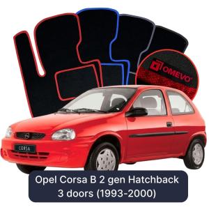 OMEVO Velour Car Mats for Opel Corsa B 2 gen Hatchback 3 doors (1993-2000)