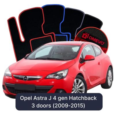 Velour car mats OMEVO for Opel Astra J 4 gen Hatchback 3 doors (2009-2015)