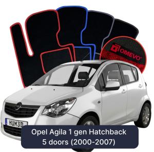 OMEVO Velour Car Mats for Opel Agila 1 gen Hatchback 5 doors (2000-2007)