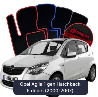 Velour car mats OMEVO for Opel Agila 1 gen Hatchback 5 doors (2000-2007)
