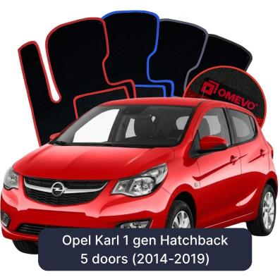 Velour car mats OMEVO for Opel Karl 1 gen Hatchback 5 doors (2014–2019)