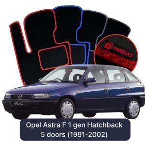 OMEVO Velour Car Mats for Opel Astra F 1 gen Hatchback 5 doors (1991-2002)