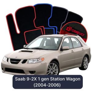 OMEVO Velour Car Mats for Saab 9-2X 1 gen Station Wagon (2004-2006)