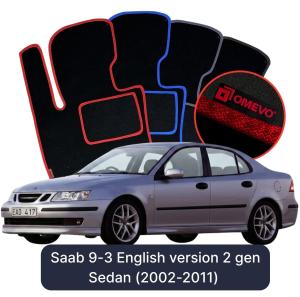 OMEVO Velour Car Mats for Saab 9-3 English version 2 gen sedan (2002–2011)