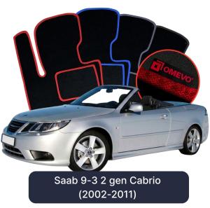 OMEVO Velour Car Mats for Saab 9-3 2 gen Cabrio (2002-2011)