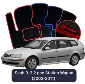 OMEVO Velour Car Mats for Saab 44994 2 gen Station Wagon (2002-2015)