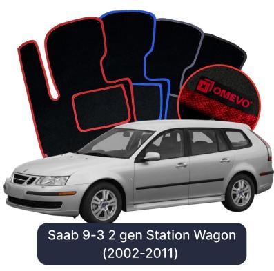 Velour car mats OMEVO for Saab 44994 2 gen Station Wagon (2002-2015)