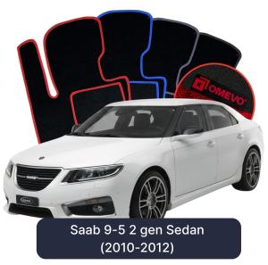 OMEVO Velour Car Mats for Saab 45055 2 gen Sedan (2010-2012)
