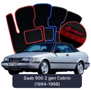 OMEVO Velour Car Mats for Saab 900 2 gen Cabrio (1994-1998)