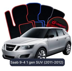 OMEVO Velour Car Mats for Saab 9-4 1 gen SUV (2011-2012)