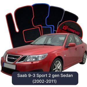 OMEVO Velour Car Mats for Saab 9-3 Sport  2 gen Sedan (2002-2011)