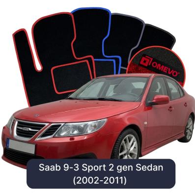 Velour car mats OMEVO for Saab 9-3 Sport  2 gen Sedan (2002-2011)