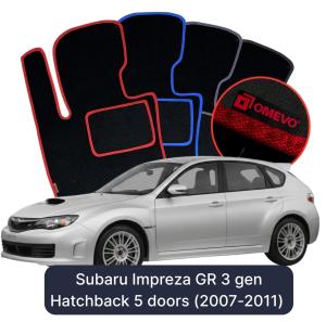OMEVO Velour Car Mats for Subaru Impreza GR 3 gen Hatchback 5 doors (2007-2011)