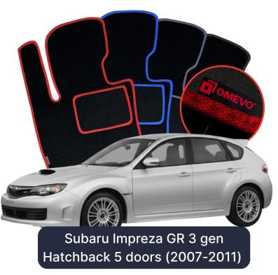 Velour car mats OMEVO for Subaru Impreza GR 3 gen Hatchback 5 doors (2007-2011)