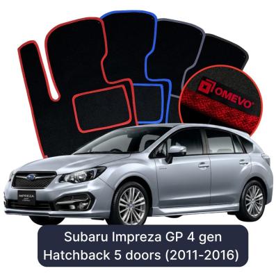 Velour car mats OMEVO for Subaru Impreza GP 4 gen Hatchback 5 doors (2011-2018)